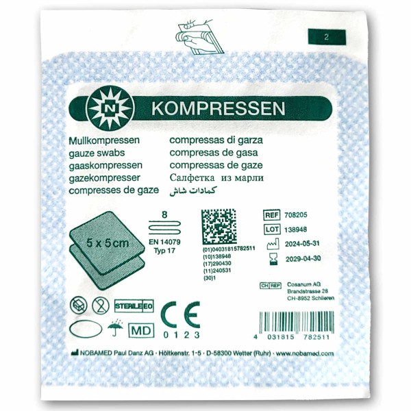 Mullkompresse-steril 8-fach à 2 5x5 cm