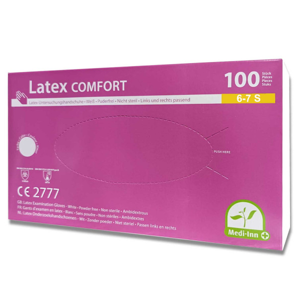 Latex Comfort Natur Einmalhandschuhe s
