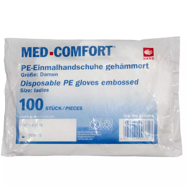 Med Comfort PE Handschuh, transparent, gehämmert